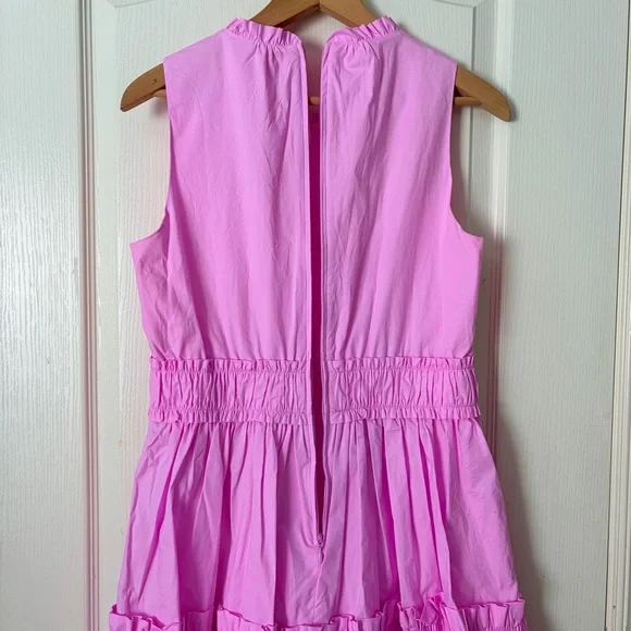 Lilly Pulitzer Elina Cotton Poplin Stretch Tiered Ruffle Rose Pink Dress, 6 - Picture 8 of 16